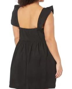 Madewell Marnay Flutter Sleeve Square Neck Easy Mini Dress True Black Sale