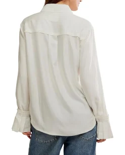 Free People Mary Lou Silky Shirt Clean Ivory Hot