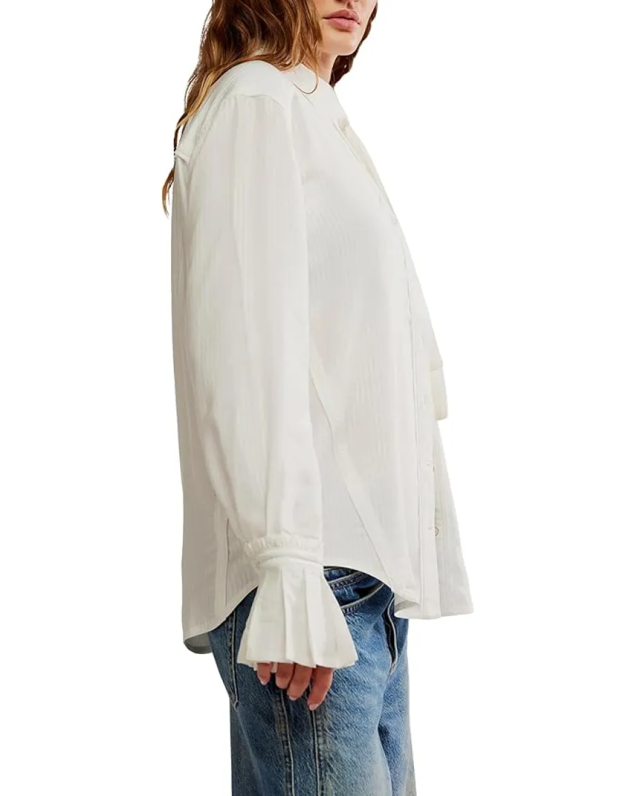 Free People Mary Lou Silky Shirt Clean Ivory Hot