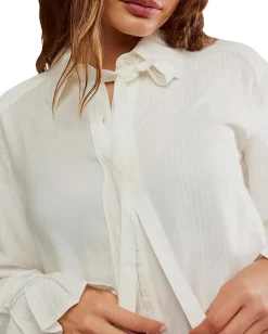 Free People Mary Lou Silky Shirt Clean Ivory Hot