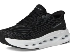 SKECHERS Max Cushioning Glide Step Sapphire Hands Free Slip-Ins Black/White Clearance