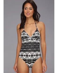 Badgley Mischka Maya Halter Maillot Black Discount