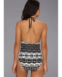 Badgley Mischka Maya Halter Maillot Black Discount