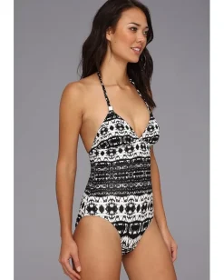 Badgley Mischka Maya Halter Maillot Black Discount