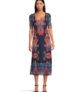 Johnny Was Maya Mesh Midi Dress Ryland Outlet