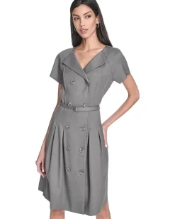 Calvin Klein Melange Suiting Belted Aline Granite Outlet