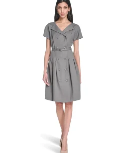 Calvin Klein Melange Suiting Belted Aline Granite Outlet