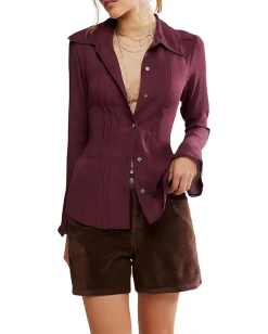Free People Melrose Top Chocolate Grape Hot
