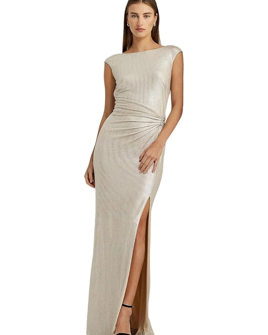 Women Lauren Ralph Lauren Metallic Sleeveless Gown