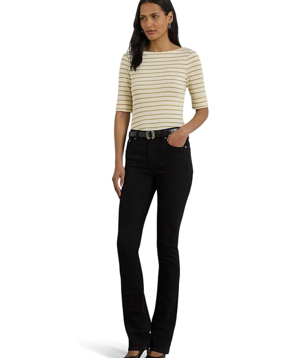 Women Lauren Ralph Lauren Metallic Striped Boatneck Tee