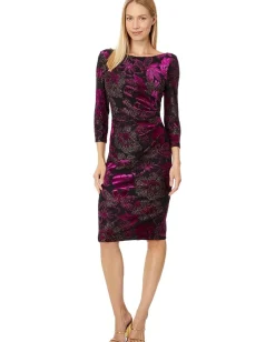 Women Adrianna Papell Metallic Velvet Cowl Dress