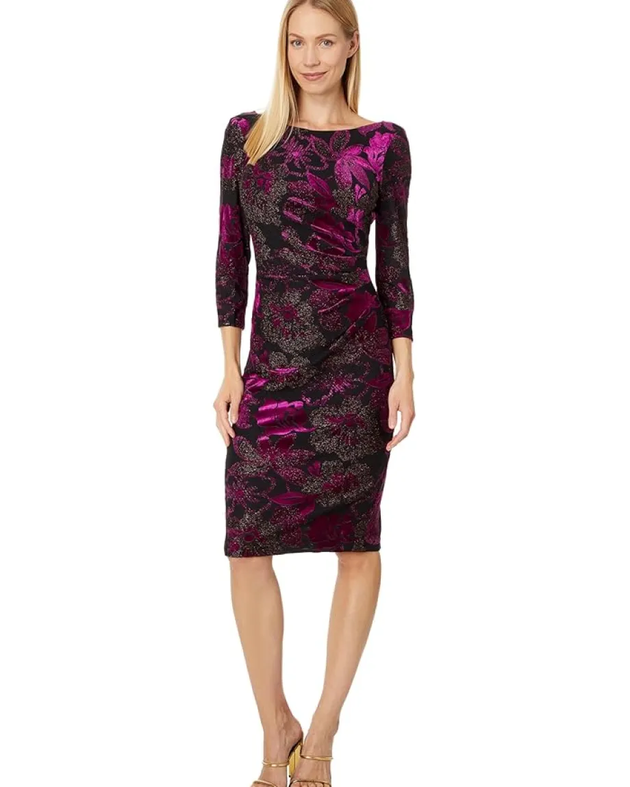 Women Adrianna Papell Metallic Velvet Cowl Dress