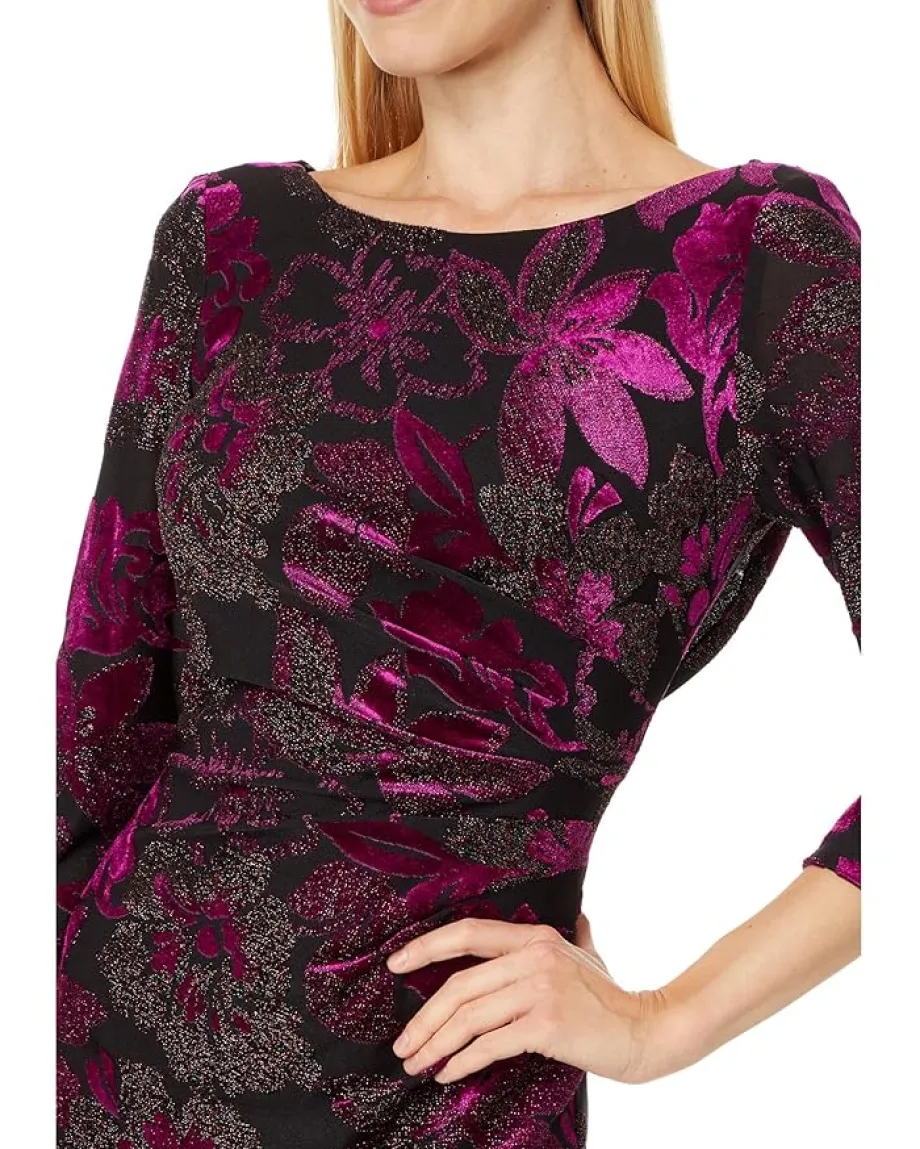 Women Adrianna Papell Metallic Velvet Cowl Dress