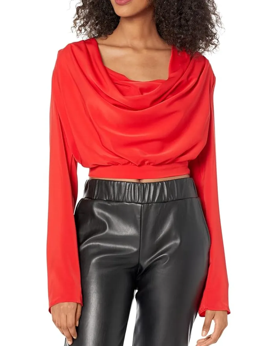 line and dot Mia Top Scarlet Red Sale