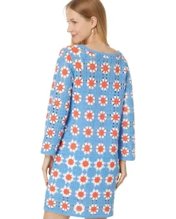 Lilly Pulitzer Miabella Sweaterdress Lunar Blue Floral Crochet New