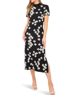 Women CeCe Midi Floral Jaquard Knit Dress