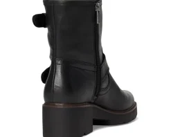 Women Lucky Brand Migyn Double Buckle Moto Boots