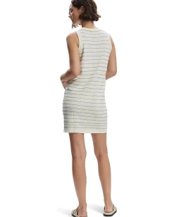 Varley Mindy Contrast Stitch Knit Dress Egret Clearance