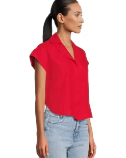 Madewell Mindy Shirt - 100% Linen Festival Red New