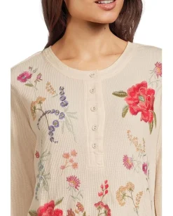 Women Johnny Was Mixed Media Henley Thermal