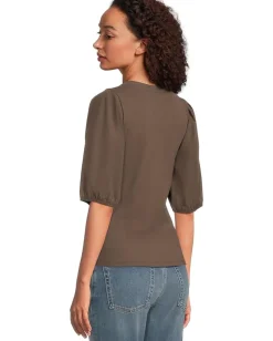 Madewell Mixy V Neck Puff Tee Roasted Chicory Discount