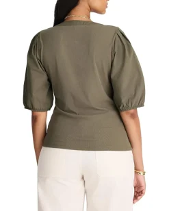 Madewell Mixy V Neck Puff Tee Faded Olive Online