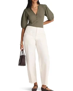 Madewell Mixy V Neck Puff Tee Faded Olive Online