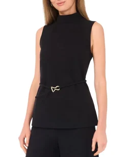Women Vince Camuto Mock Neck Sleeveless Top with Tie