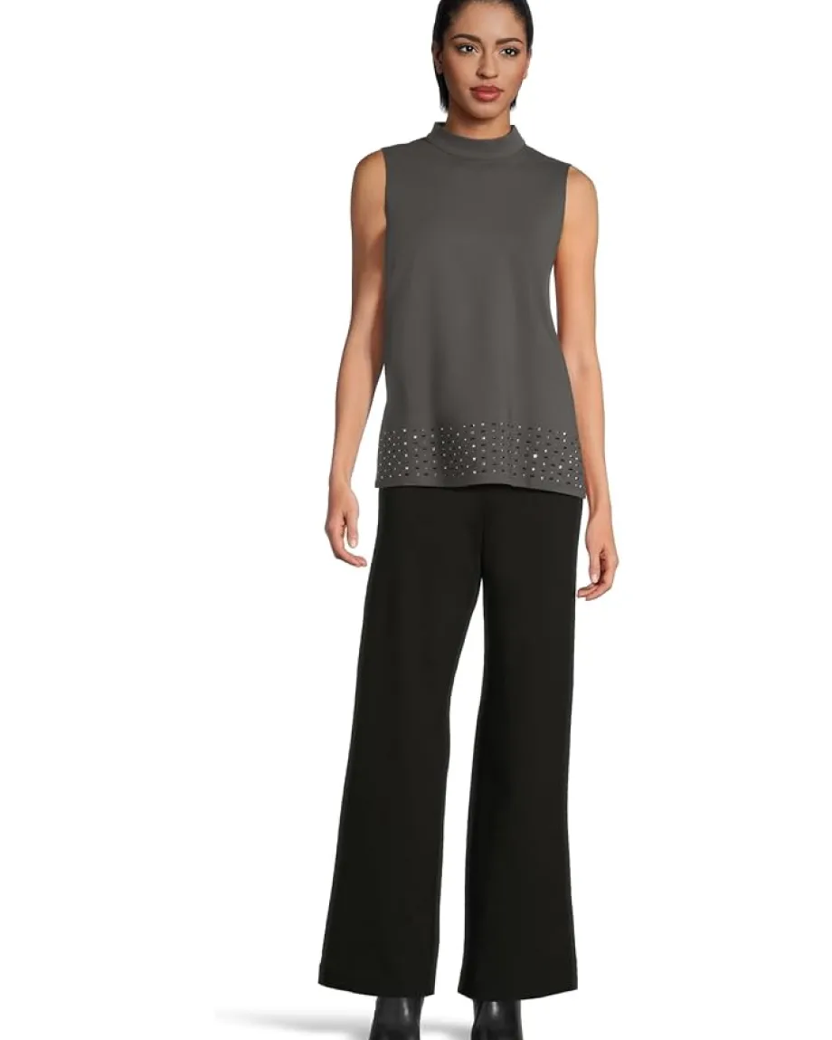 Vince Camuto Mock Neck Sleeveless Tunic Med Heather Grey Discount