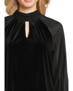 Vince Camuto Mock Neck Top with Long Sleeve Rich Black New