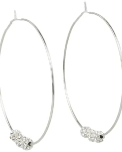 Michael Kors Modern Classics Pave Fireball Whisper Hoop Earrings Silver Best
