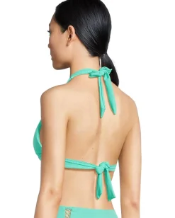 BECCA Modern Edge Rib Cassidy Halter Top Aqua Sea Discount