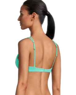 BECCA Modern Edge Rib Sandy Underwire Bra Top Aqua Sea Clearance