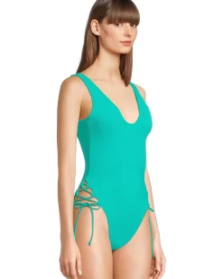 Women BECCA Modern Edge Rib Sophie Lace Up One Piece