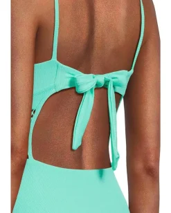 BECCA Modern Edge Rib Toni Plunge One Piece Aqua Sea Sale