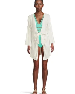 BECCA Modern Edge Rib Toni Plunge One Piece Aqua Sea Sale