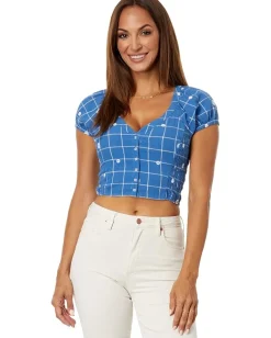 Women Madewell Monika Top with Blue Windowpane