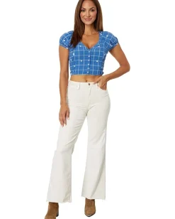 Women Madewell Monika Top with Blue Windowpane