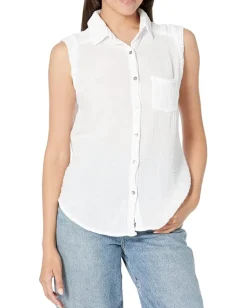 Michael Stars Monique Button-Down Tank White New