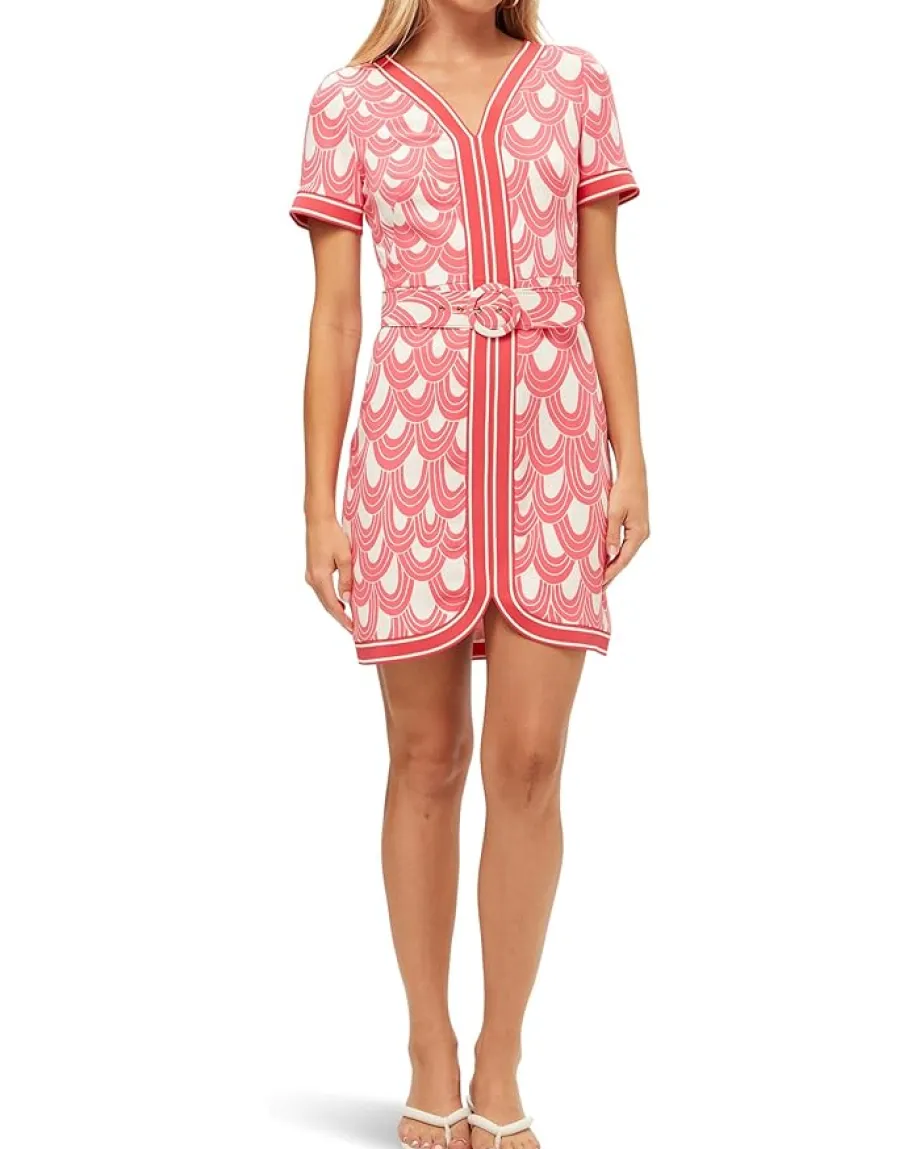 Trina Turk Motion Dress Coral Crush/Whitewash New