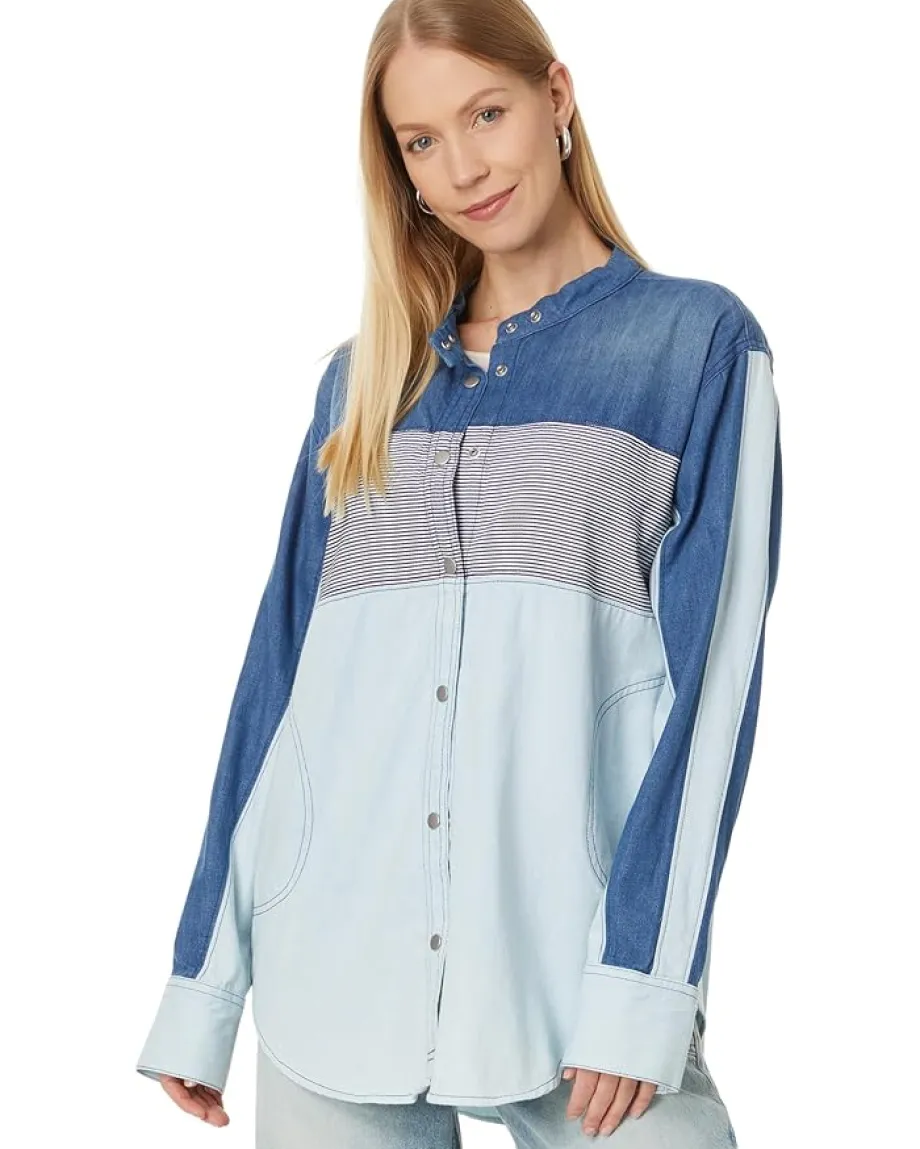 Women Free People Moto Color Block Shirt