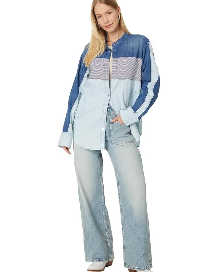 Women Free People Moto Color Block Shirt