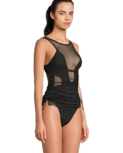 BECCA Muse Macie High Neck Mesh Overlay One Piece Black Online