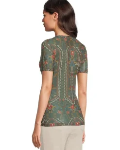 Women Johnny Was Nanette Short Sleeve Mesh Tee