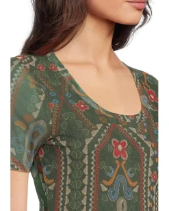 Women Johnny Was Nanette Short Sleeve Mesh Tee