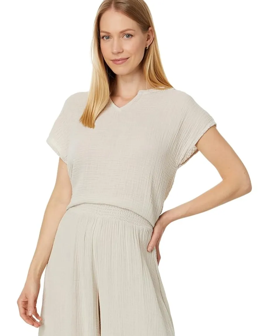 Women Michael Stars Naomi Split Neck Top