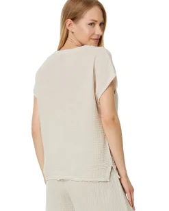 Women Michael Stars Naomi Split Neck Top