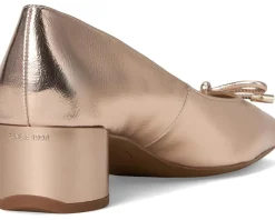 Franco Sarto Natalia Square Toe Block Heel Pumps with Bow Rose Gold Pink Online