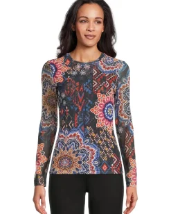 Women Johnny Was Natalie Long Sleeve Mesh Tee