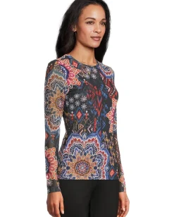 Women Johnny Was Natalie Long Sleeve Mesh Tee